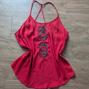Vintage Stylish Red Beaded Women's Y2K Top